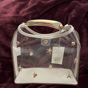 Elegant Clear Tote with Gold and White Accents